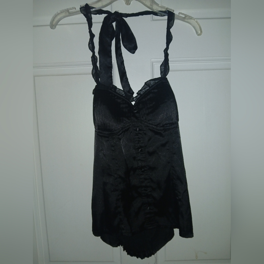 Charlotte Russe Black Satin Blouse